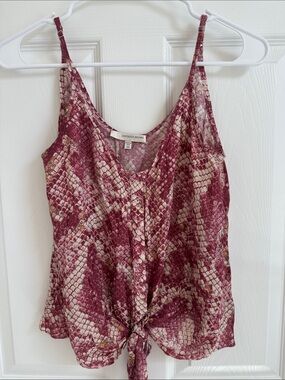 Lavender Brown Rose-Tone Snake Print Tie-Front Camisole